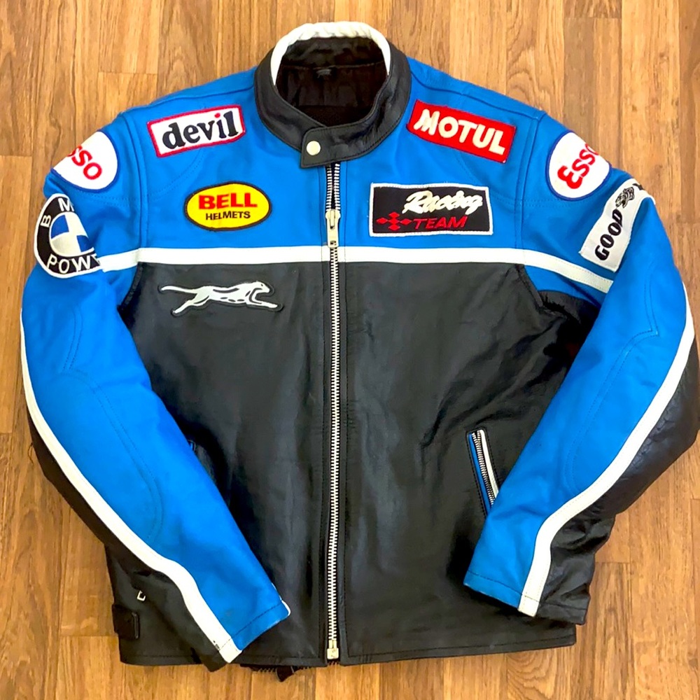 Vintage leather racing jacket BMW with armor